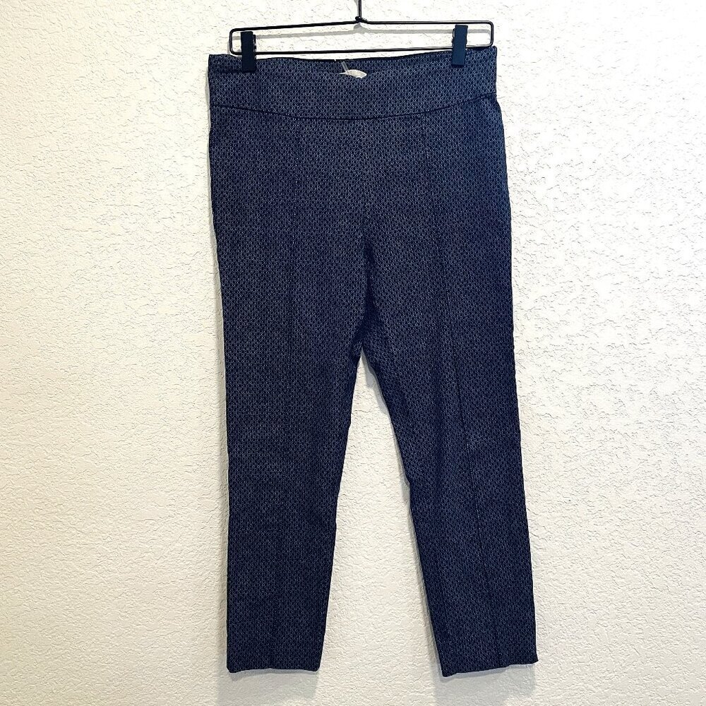 Women's Navy & Black Patterned Stretch Ponte Pants Leggings